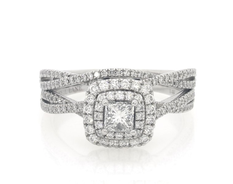 Main Image 1 of Previously Owned Neil Lane Princess-Cut Diamond Bridal Set 1-1/3 ct tw 14K White Gold Size 9