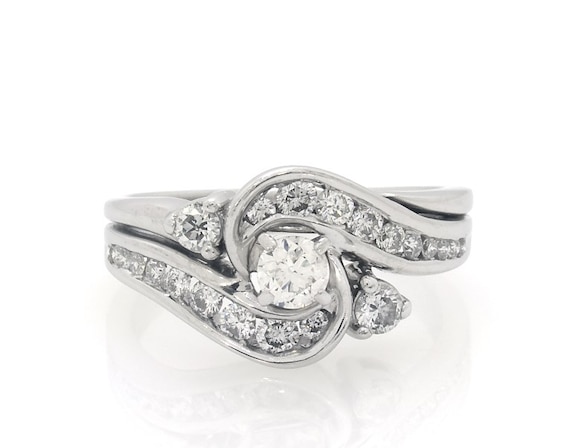 Previously Owned Round-Cut Diamond Bypass Bridal Set 1 ct tw 14K White Gold 8.25