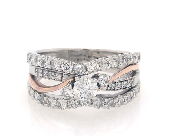 Previously Owned Round-Cut Diamond Bridal Set 1-3/8 ct tw 14K Two-Tone Gold Size 7.25