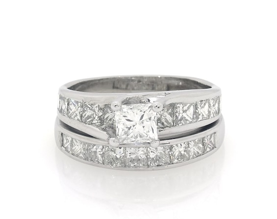 Previously Owned Princess-Cut Diamond Bridal Set 2-7/8 ct tw 14K White Gold Size 6.75