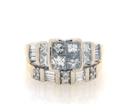 Previously Owned Princess-Cut Quad Diamond Bridal Set 1-5/8 ct tw 14K Two-Tone Gold Size 5.75