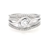 Thumbnail Image 1 of Previously Owned Round-Cut Diamond Three-Stone Bypass Bridal Set 3/4 ct tw 10K White Gold Size 8.75