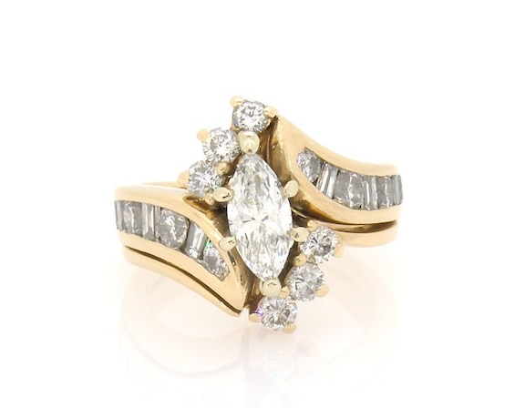 Previously Owned Marquise-Cut Diamond Bridal Set 2 ct tw 14K Yellow Gold Size