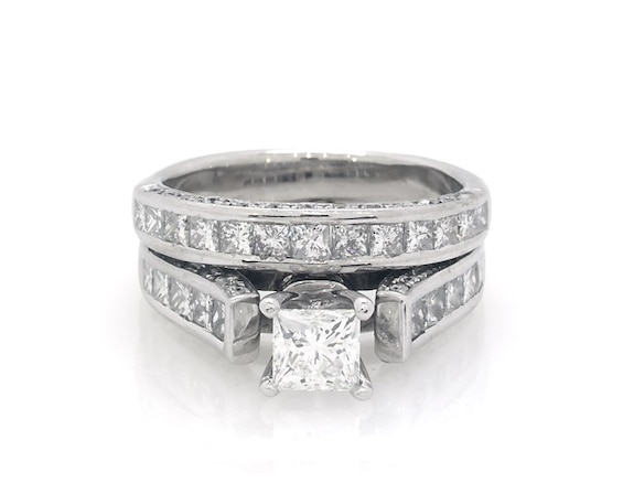 Previously Owned Princess-Cut Diamond Bridal Set 2 ct tw 14K White Gold Size 4