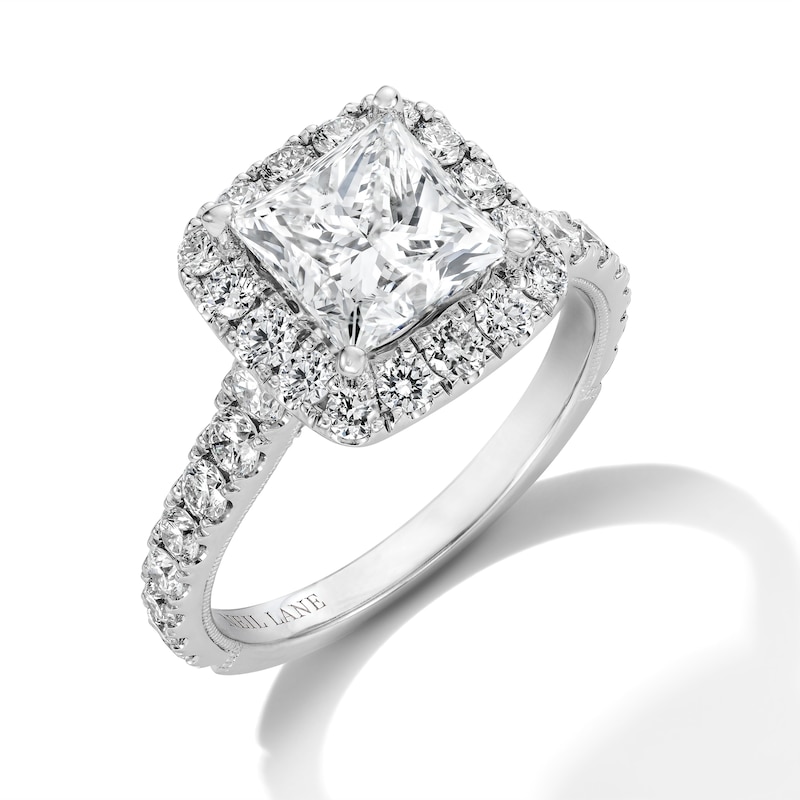 Main Image 1 of Previously Owned Neil Lane Diamond Engagement Ring 3 ct tw Princess/Round 14K White Gold