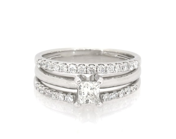 Previously Owned Princess-Cut Diamond Bridal Set 7/8 ct tw 14K White Gold Size 6.5