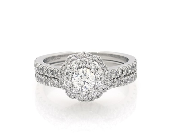 Previously Owned Neil Lane Round-Cut Diamond Flower Frame Bridal Set 1-3/ ct tw 14K White Gold Size