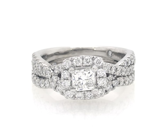 Previously Owned THE LEO Diamond Bridal Set 1ct tw Princess & Round-cut 14K White Gold Size