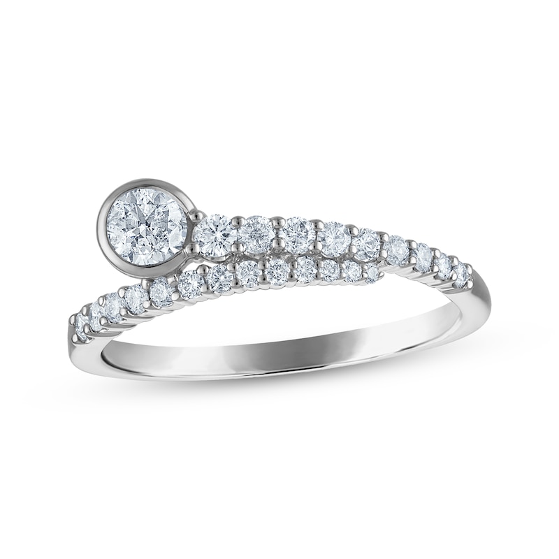 Main Image 1 of Previously Owned Diamond Bypass Anniversary Ring 1/2 ct tw 14K White Gold