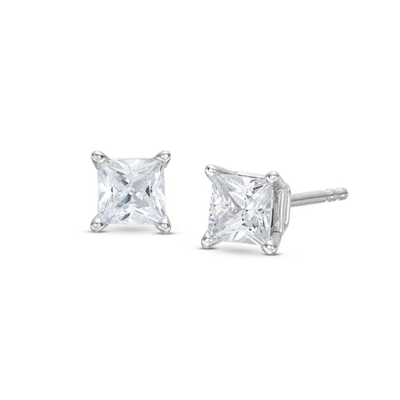 Previously Owned Diamond Earrings 3/4 ct tw Princess-cut 14K White Gold (J/I2)
