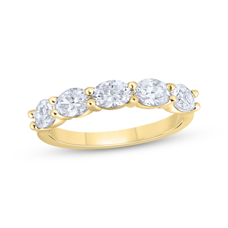 Main Image 1 of Previously Owned Lab-Grown Diamonds Oval-Cut Five-Stone Anniversary Ring 1-1/4 ct tw 14K Yellow Gold