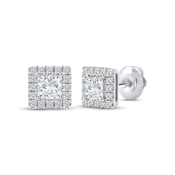 Previously Owned KAY Lab-Grown Diamonds Princess-Cut Stud Earrings 1 ct tw 14K White Gold (F/SI2)