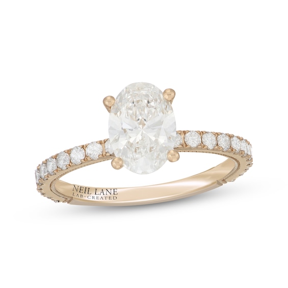 Previously Owned Neil Lane Artistry Oval-Cut Lab-Grown Diamond Engagement Ring 2 ct tw 14K Yellow Gold