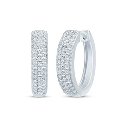 Previously Owned Diamond Pavé Hoop Earrings 3/8 ct tw 10K White Gold