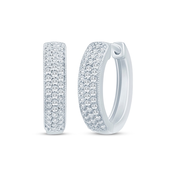 Previously Owned Diamond Pavé Hoop Earrings 3/8 ct tw 10K White Gold