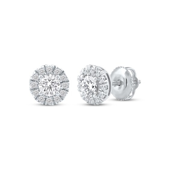 Previously Owned KAY Lab-Grown diamonds Halo Stud Earrings 1/2 ct tw 14K White Gold (F/VS2)
