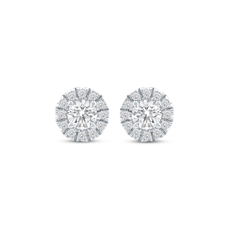 Main Image 2 of Previously Owned KAY Lab-Grown diamonds Halo Stud Earrings 1/2 ct tw 14K White Gold (F/VS2)