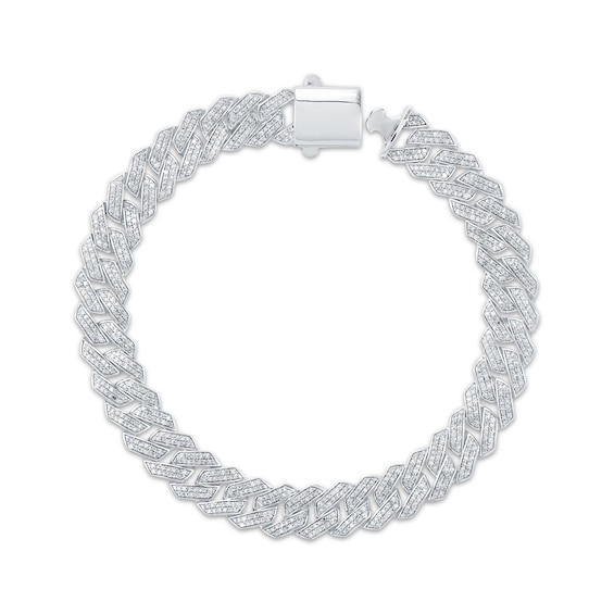 Previously Owned Diamond Angled Curb Chain Bracelet 3 ct tw 10K White Gold 8.5"