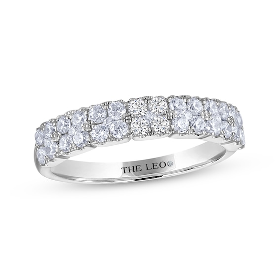 Previously Owned THE LEO Diamond Two-Row Anniversary Band 3/4 ct tw 14K White Gold