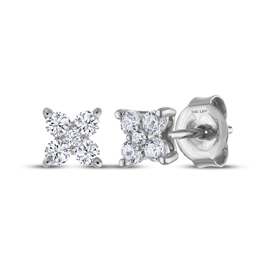 Previously Owned THE LEO Diamond Flower Stud Earrings 1/4 ct tw 14K White Gold