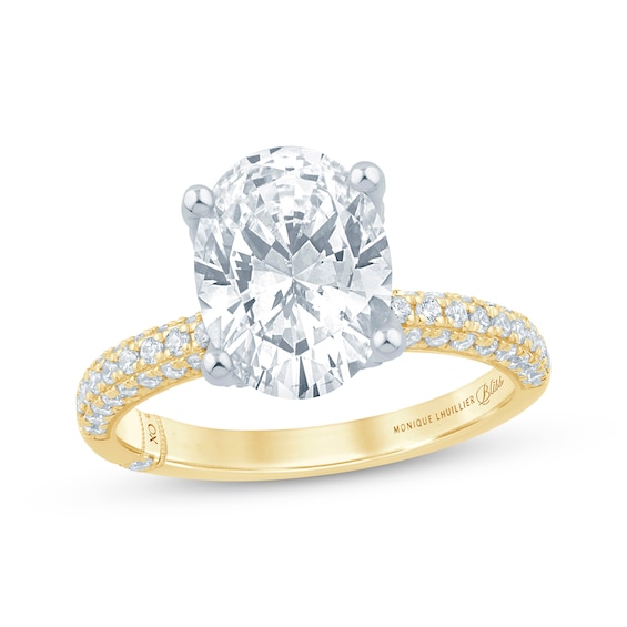 Previously Owned Monique Lhuillier Bliss Oval-Cut Lab-Grown Diamond Engagement Ring 3-5/8 ct tw 18K Yellow Gold