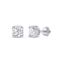 Previously Owned THE LEO Legacy Lab-Grown Diamond Round-Cut Solitaire Stud Earrings 1-1/2 ct tw 14K White Gold (F/VS2)