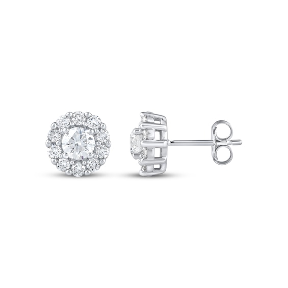 Previously Owned KAY Lab-Grown Diamonds Halo Stud Earrings 1-1/2 ct tw 10K White Gold