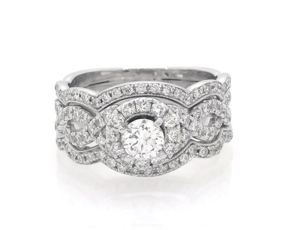 Previously Owned Neil Lane Round-Cut Diamond Bridal Set 1-3/8 ct tw 14K White Gold Size