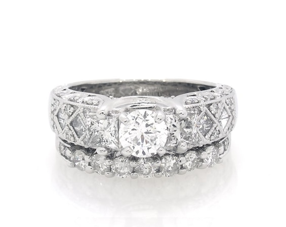 Previously Owned Round-Cut Diamond Bridal Set 2-1/6 ct tw 14K White Gold Size 6.75