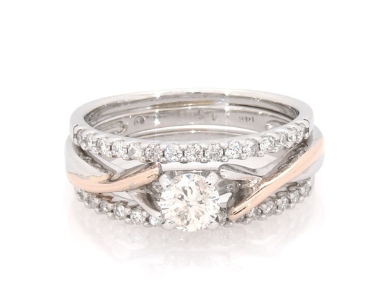 Previously Owned Round-Cut Diamond Bridal Set 3/4 ct tw 14K Two-Tone Gold 6.75