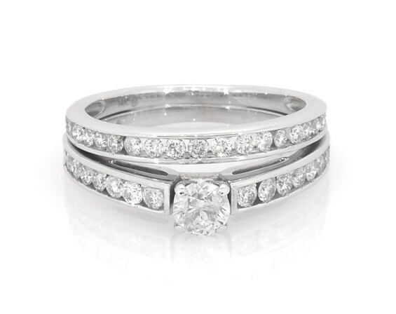 Previously Owned Round-Cut Diamond Bridal Set 1 ct tw 14K White Gold Size 7.5
