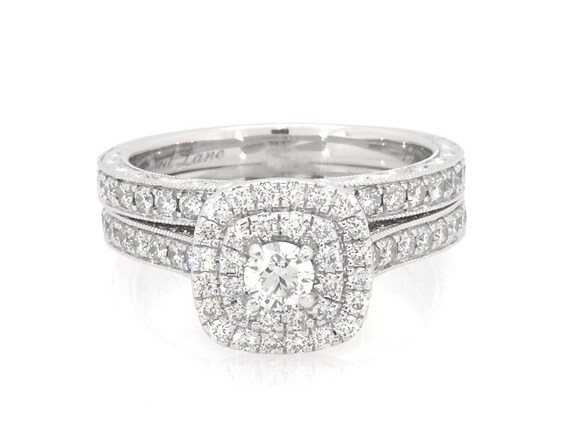 Previously Owned Neil Lane Round-Cut Diamond Double Halo Bridal Set 1 ct tw 14K White Gold Size