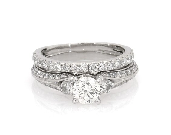 Previously Owned Round-Cut Diamond Bridal Set 1 ct tw 14K White Gold Size 4.25
