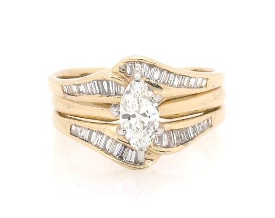 Previously Owned Marquise-Cut Diamond Bridal Set 1-1/8 ct tw 14K Yellow Gold Size 7.75