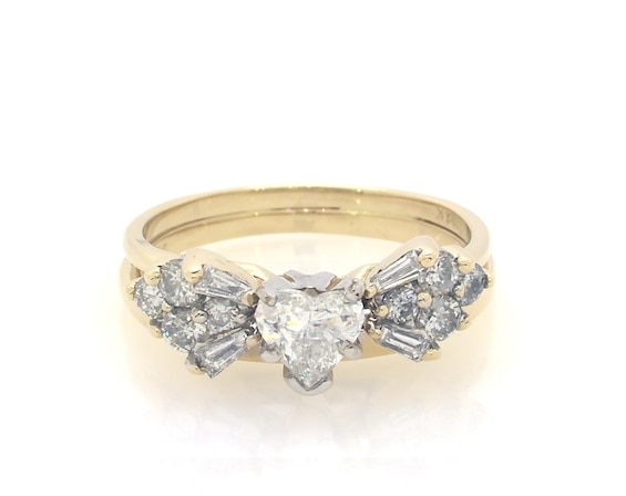 Previously Owned Heart-Shaped Diamond Bridal Set 7/8 ct tw 14K Two-Tone Gold Size 6.25