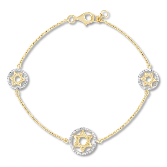Previously Owned Star of David Bracelet 1/4 ct tw Round-cut Diamonds 10K Yellow Gold 7.5"
