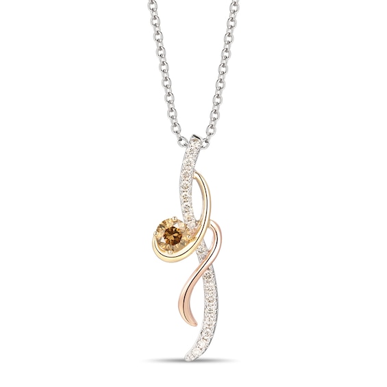 Previously Owned Le Vian Diamond Necklace 3/8 ct tw 14K Tri-Tone Gold 18"