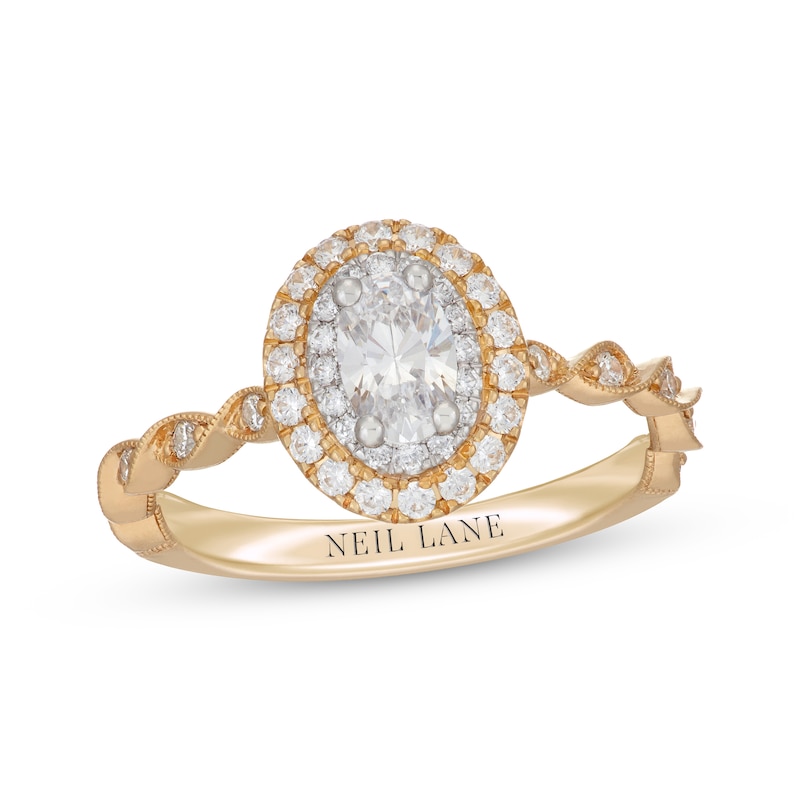 Main Image 1 of Previously Owned Neil Lane Oval-Cut Diamond Double Halo Engagement Ring 5/8 ct tw 14K Two-Tone Gold