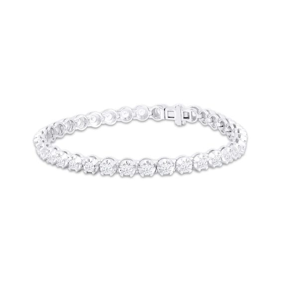 Previously Owned KAY Lab-Grown Diamonds Line Bracelet 5 ct tw Round-cut 14K White Gold 7.25"