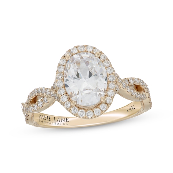 Previously Owned Neil Lane Artistry Oval-Cut Lab-Grown Diamond Halo Engagement Ring 2-1/2 ct tw 14K Yellow Gold