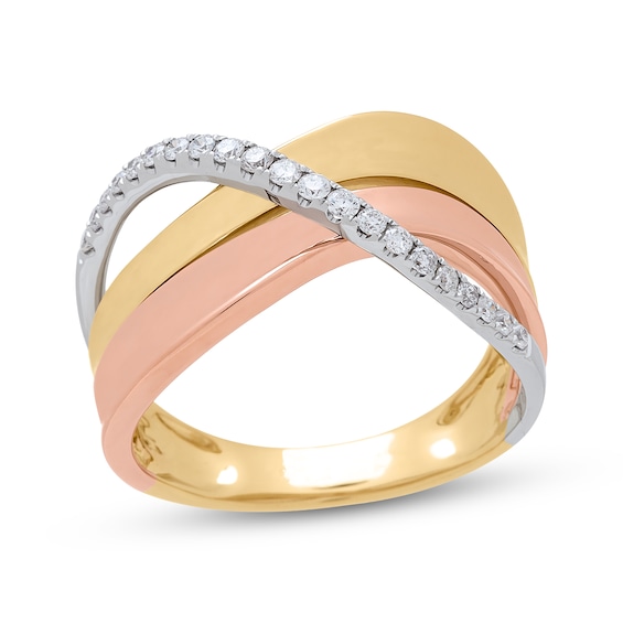 Previously Owned Diamond Crossover Wave Ring 1/5 ct tw 10K Two-Tone Gold