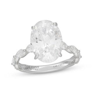 Previously Owned Neil Lane Artistry Oval-Cut Lab-Grown Diamond Engagement Ring 6 ct tw 14K White Gold
