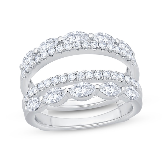 Previously Owned Lab-Grown Diamonds Marquise & Round-Cut Enhancer Ring 1-1/2 ct tw 14K White Gold