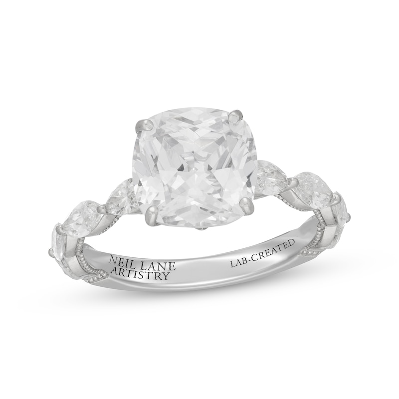 Main Image 1 of Previously Owned Neil Lane Artistry Cushion-Cut Lab-Grown Diamond Engagement Ring 5 ct tw 14K White Gold
