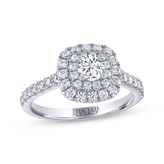 Previously Owned THE LEO Legacy Lab-Grown Diamond Round-Cut Double-Frame Engagement Ring 7/8 ct tw 14K White Gold