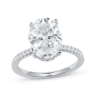 Previously Owned Lab-Grown Diamonds Oval-Cut Engagement Ring 4-1/4 ct tw 14K White Gold