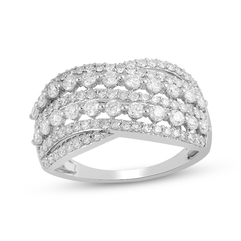 Main Image 1 of Previously Owned KAY Lab-Grown Diamonds Multi-Row Crossover Ring 1 ct tw 10K White Gold