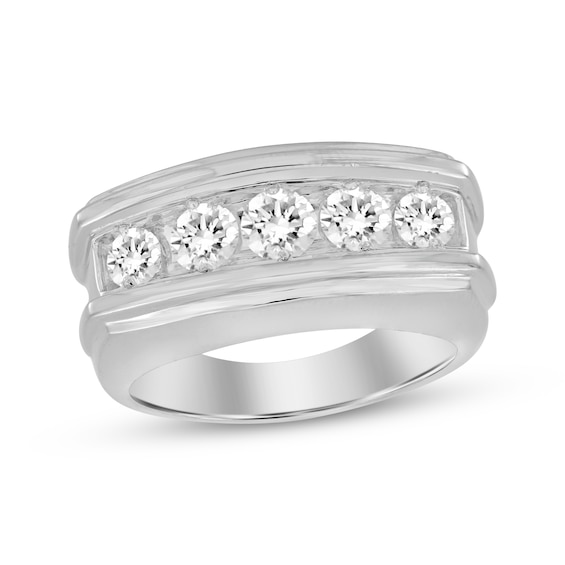 Previously Owned Men’s Round-Cut Diamond Wedding Band 1-1/2 ct tw 10K White Gold
