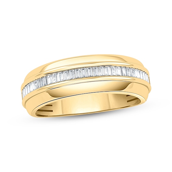 Previously Owned Men's Baguette-Cut Diamond Channel Fashion Ring 1/2 ct tw 10K Yellow Gold