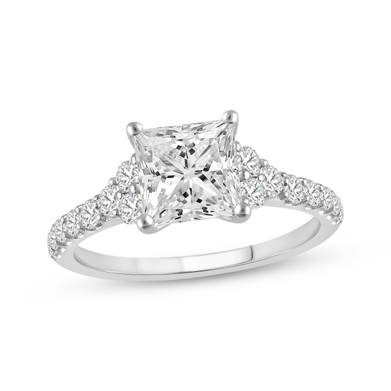 Previously Owned Lab-Grown Diamonds Princess-Cut Engagement Ring 2 ct tw 14K White Gold